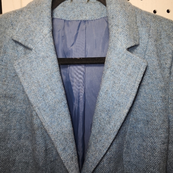 Pitlochry 100% Wool Blazer Blue Knitwear Medium Vintage - Picture 6 of 6